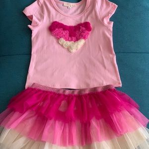 Valentines outfit skirt end shirt with a heart